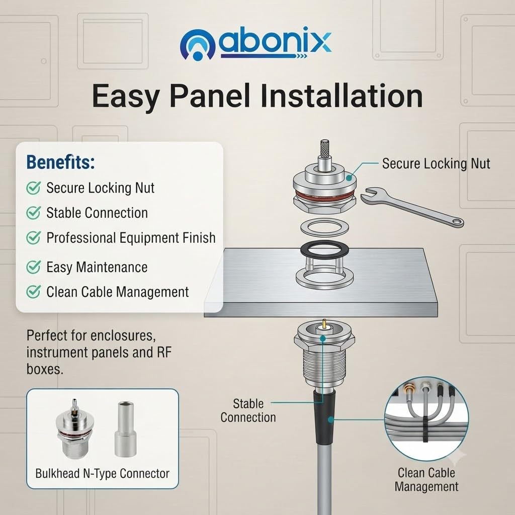 ABONIX N Female Bulkhead Crimp Connector for RG-316/RG-174 Pack- 5