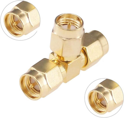 SMA Tee Splitter 2-Way, SMA Male to Dual Male Splitter Antenna Adapter Converter - Pack - 2