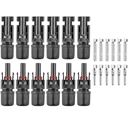 Solar MC4 Connector Kit – Waterproof Male & Female PV Cable Connectors - Pack - 6 Pairs