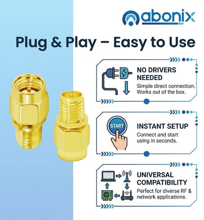 ABONIX SMA Female to RP-SMA Male RF Adapter 50 Ohm Gold Plated, Pack- 1