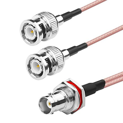 RG316 BNC Splitter Coax Cable BNC Female to Dual Male Y Splitter 1 Feet (12 Inch) Coaxial Connector Extension Cable -Pack -1