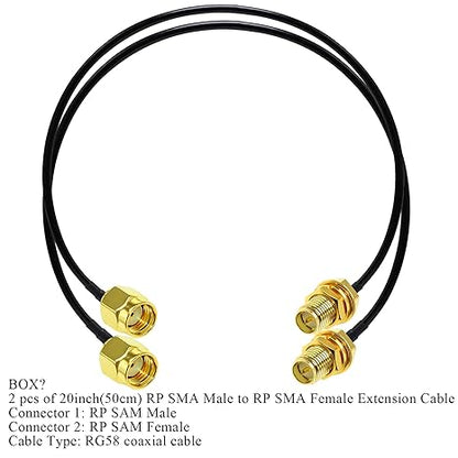 SMA Female to TS9 Male Straight Low Loss RG174 RF Coaxial Antenna Router Extension Cable 30cm (12 Inch)- Pack -1