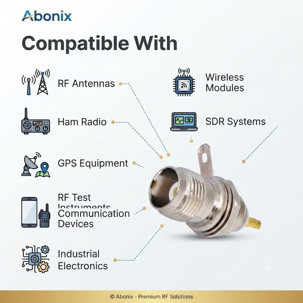 ABONIX TNC Female Bulkhead RF Connector, Solder Panel Mount, 50 Ohm, Pack of 2