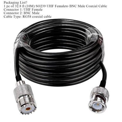 RG58 BNC Male to UHF Female Extension Cable 32.8ft(10M)