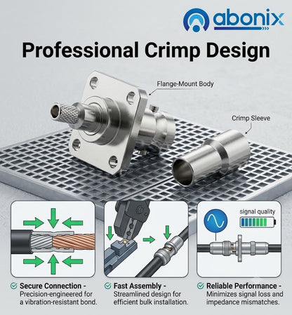 ABONIX BNC Female 4-Hole Crimp Connector for RG316/RG174- Pack- 4