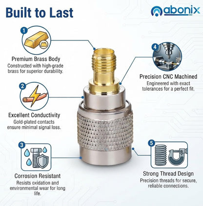 ABONIX SMA Female to TNC Male RF Adapter, Coaxial Connector- Pack- 2