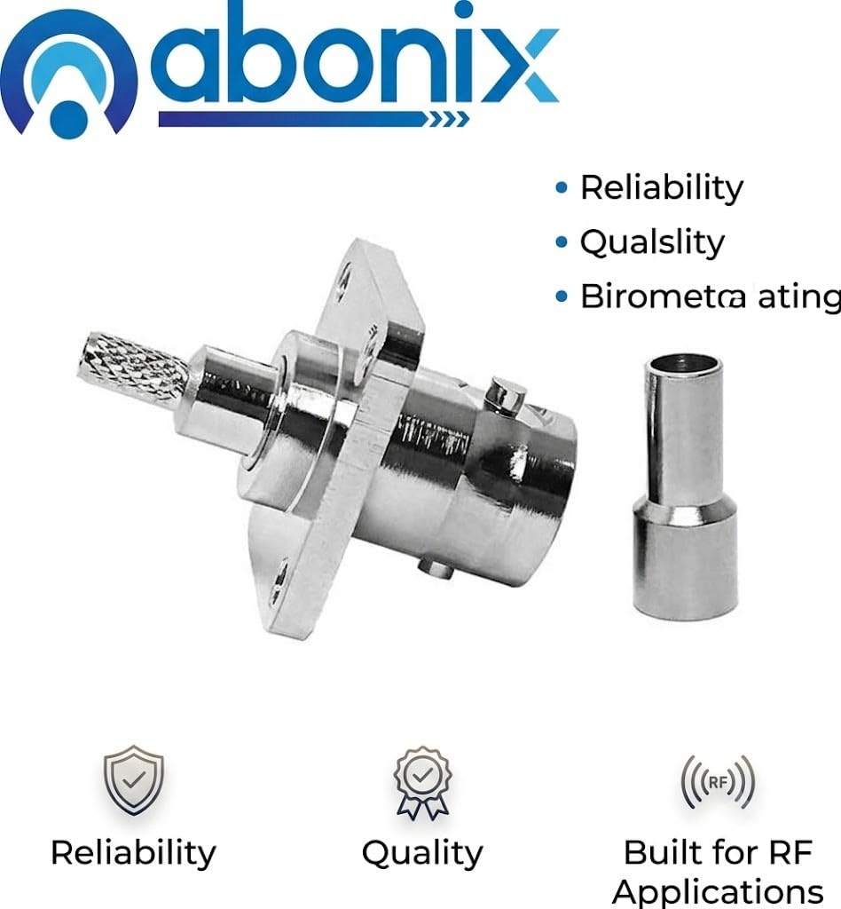 ABONIX BNC Female 4-Hole Crimp Connector for RG316/RG174- Pack- 2