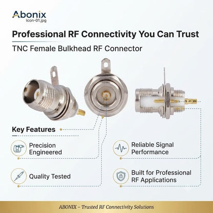 ABONIX TNC Female Bulkhead RF Connector, Solder Panel Mount, 50 Ohm, Pack of 2