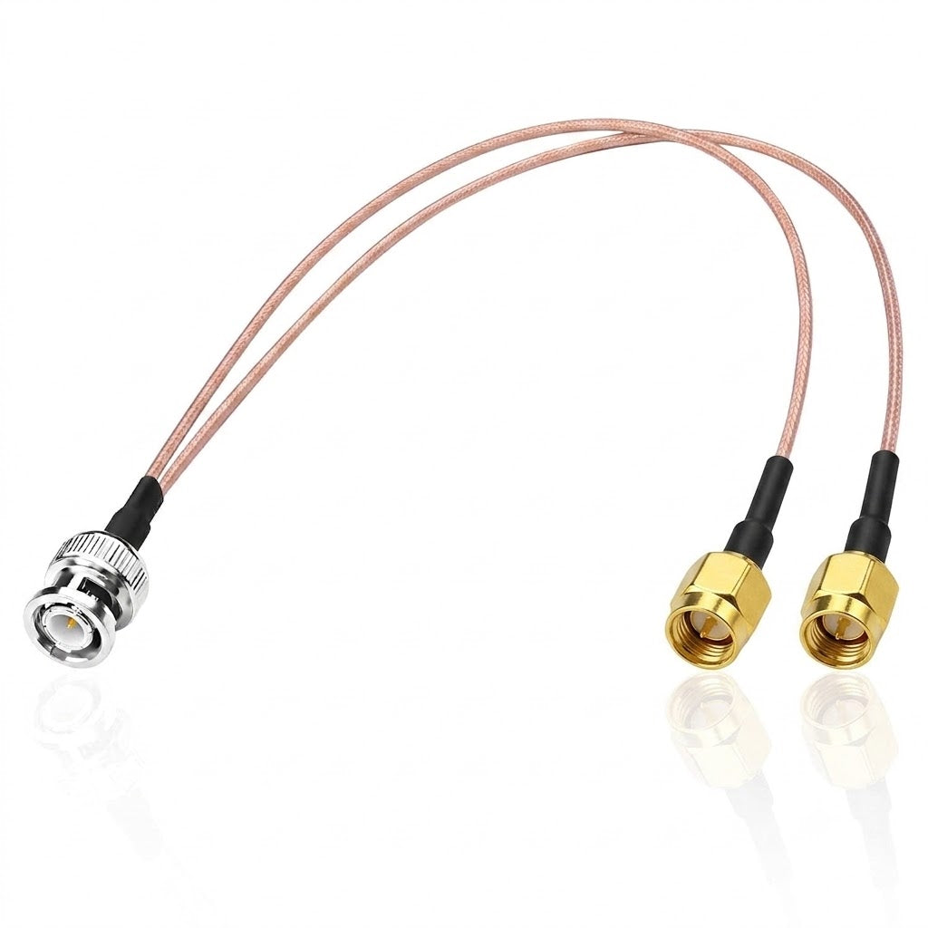 RG316 BNC Male to Dual SMA Male Y Splitter Cable 30cm (1FT)