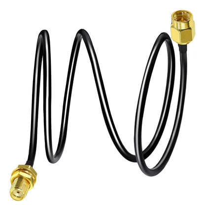 RG58 RP-SMA Male to RP-SMA Female Coaxial Jumper Cable (1 Meter / 3.3ft, Black) -Pack -1