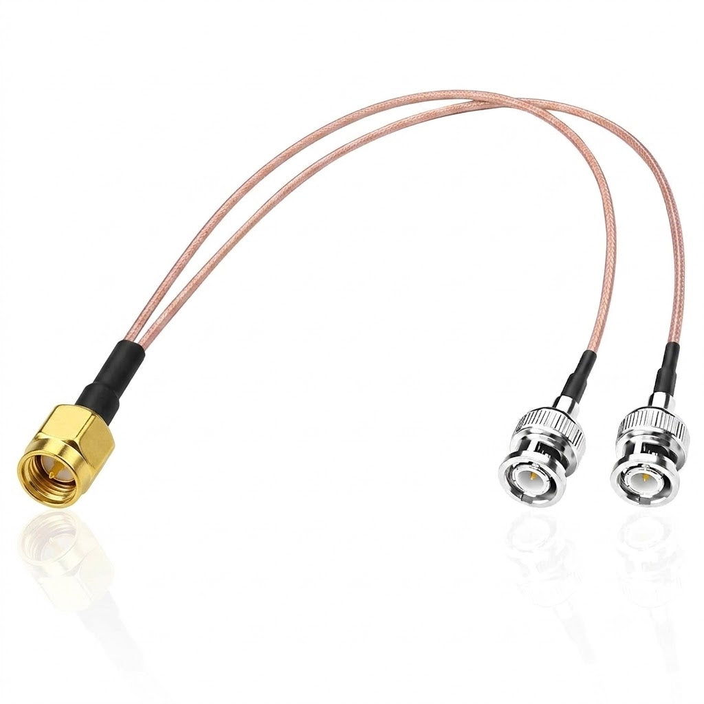 RG316 SMA Male to 2 BNC Male Y Splitter RF Coaxial Cable 30cm (1FT)
