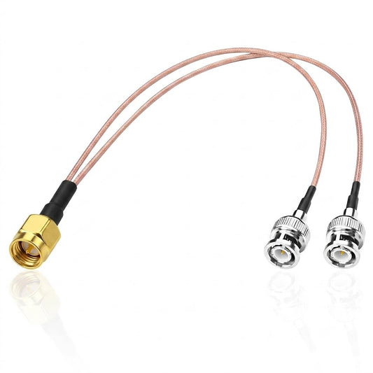 RG316 SMA Male to 2 BNC Male Y Splitter RF Coaxial Cable 30cm (1FT)
