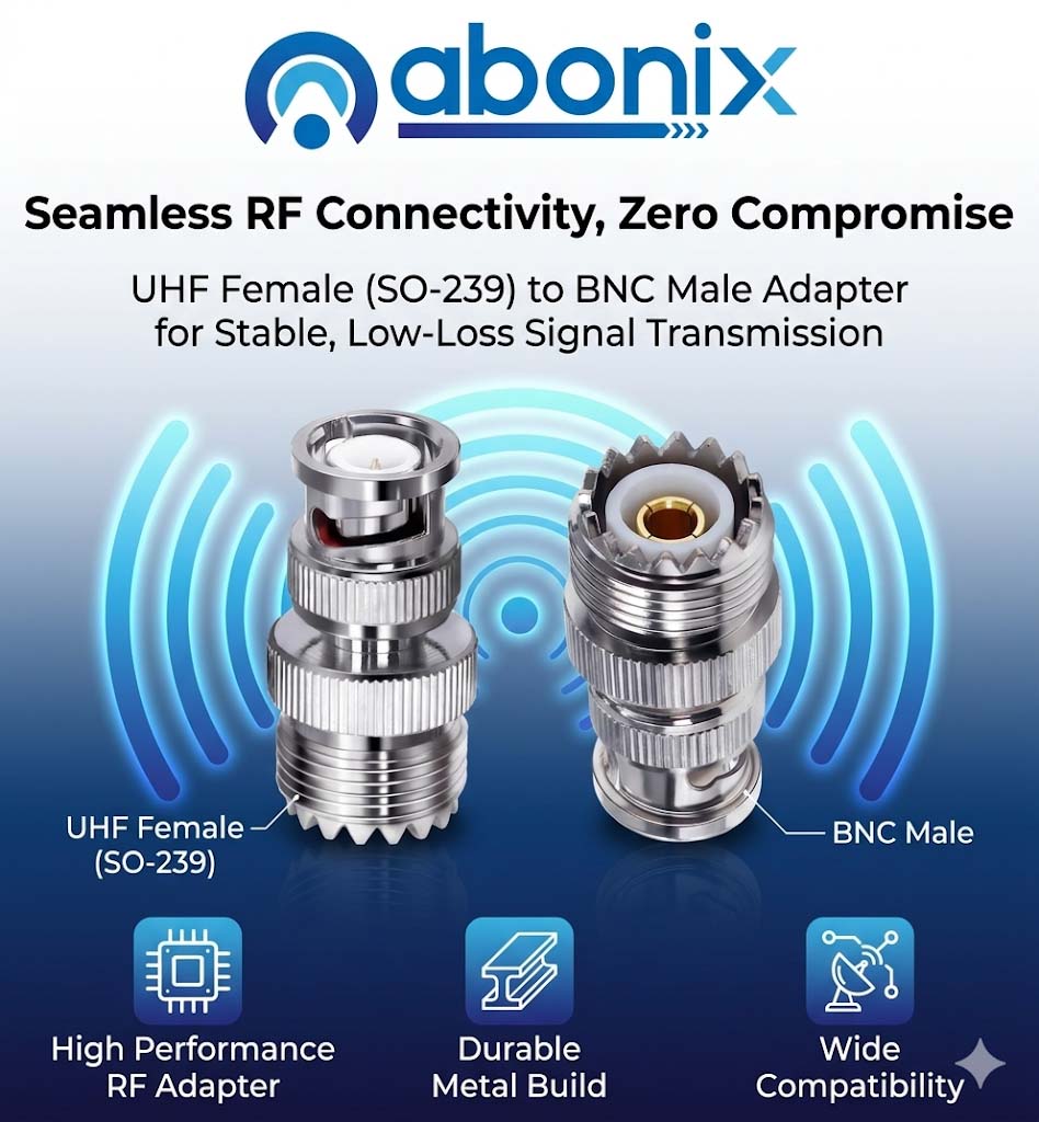 UHF Female to BNC Male Coax Adapter - Pack 2