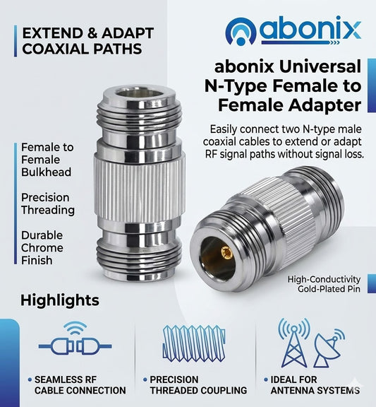 ABONIX N Female to N Female RF Adapter, 50 Ohm Coaxial Connector- Pack- 1
