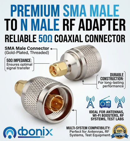 SMA Male to N Male RF Coax Adapter - Pack - 4
