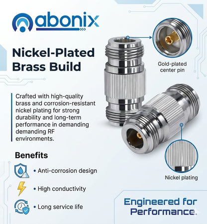 ABONIX N Female to N Female RF Adapter, 50 Ohm Coaxial Connector- Pack- 1