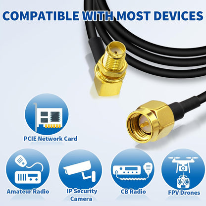 ABONIX RG174 Right Angle SMA Male to SMA Female Bulkhead Cable 1M (3FT)