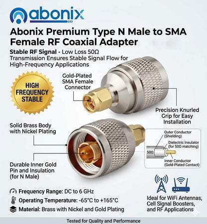 SMA Male to N Male RF Coax Adapter - Pack - 4