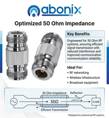 ABONIX N Female to N Female RF Adapter, 50 Ohm Coaxial Connector- Pack- 1