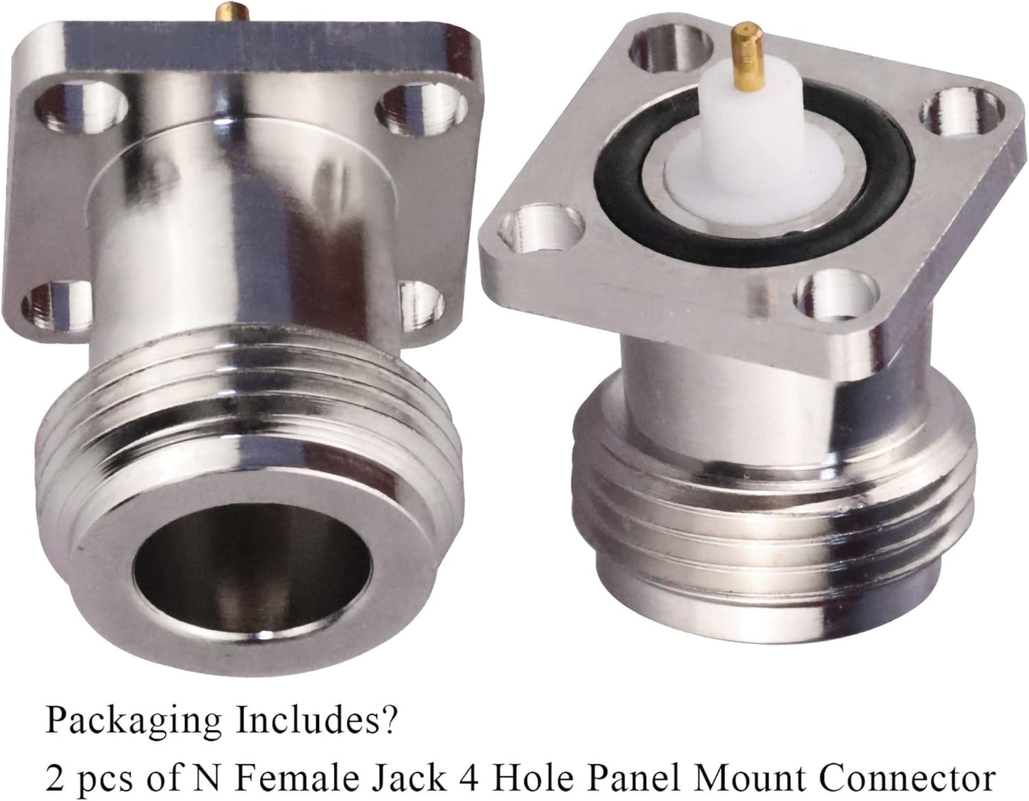 N Female 4 Hole 17.5mm PCB Solder RF Coaxial Adapter Connector (Pack of 2)