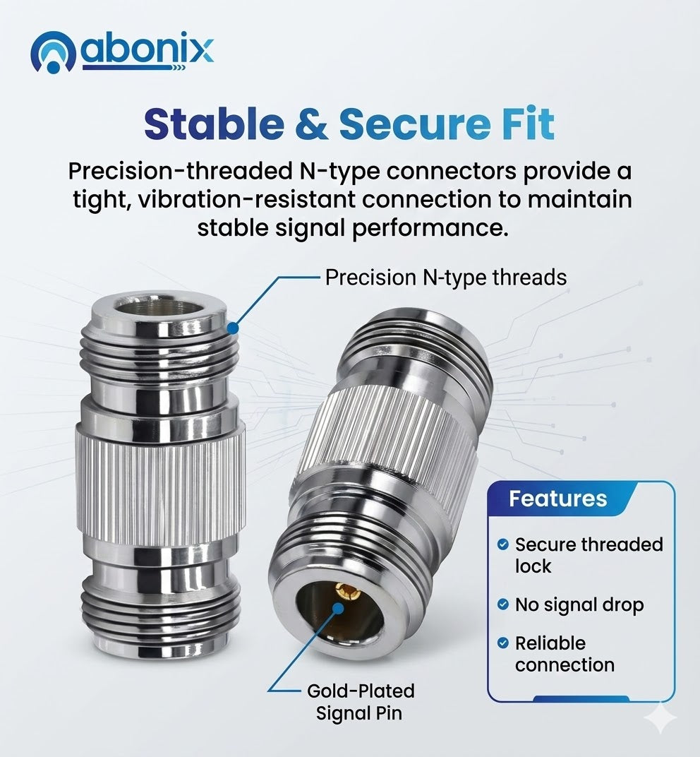 ABONIX N Female to N Female RF Adapter, 50 Ohm Coaxial Connector- Pack- 1