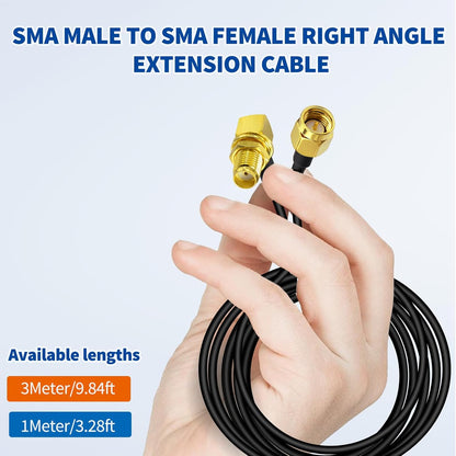 ABONIX RG174 Right Angle SMA Male to SMA Female Bulkhead Cable 1M (3FT)