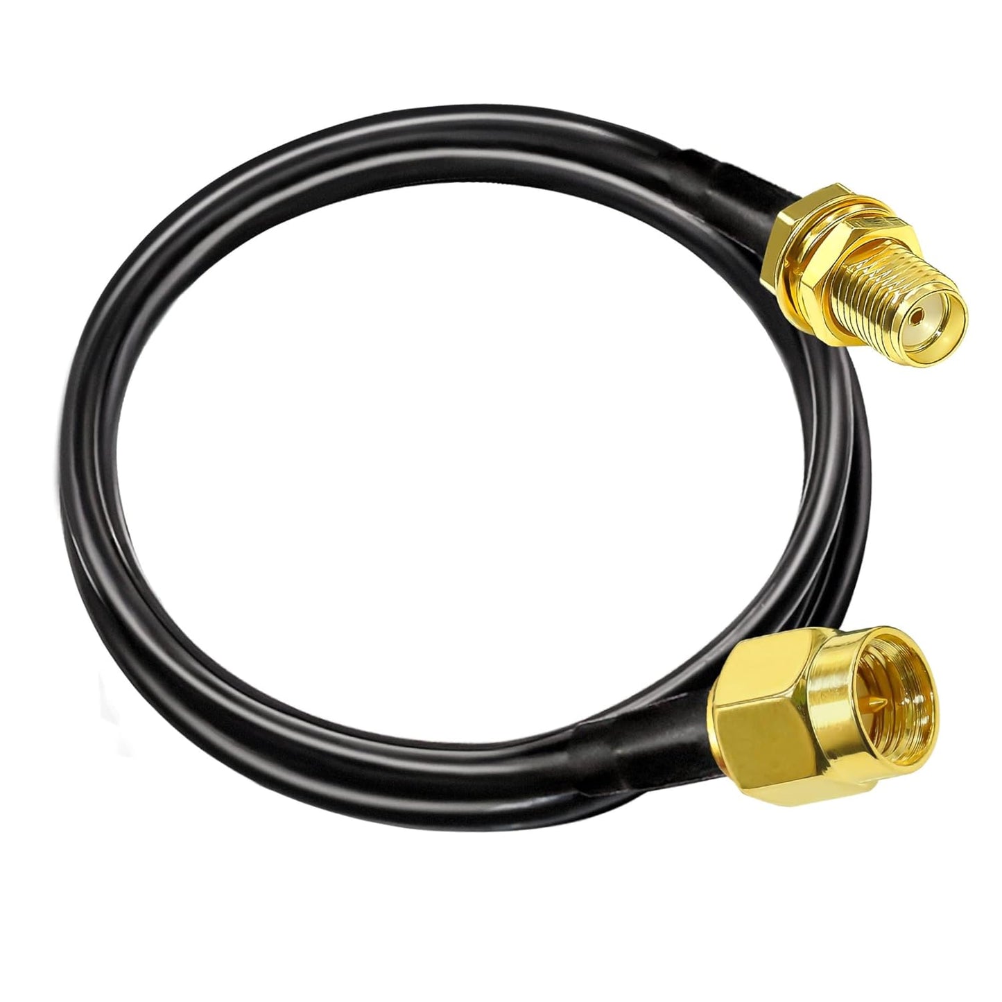 RG58 RP-SMA Male to RP-SMA Female Coaxial Jumper Cable (1 Meter / 3.3ft, Black) -Pack -1