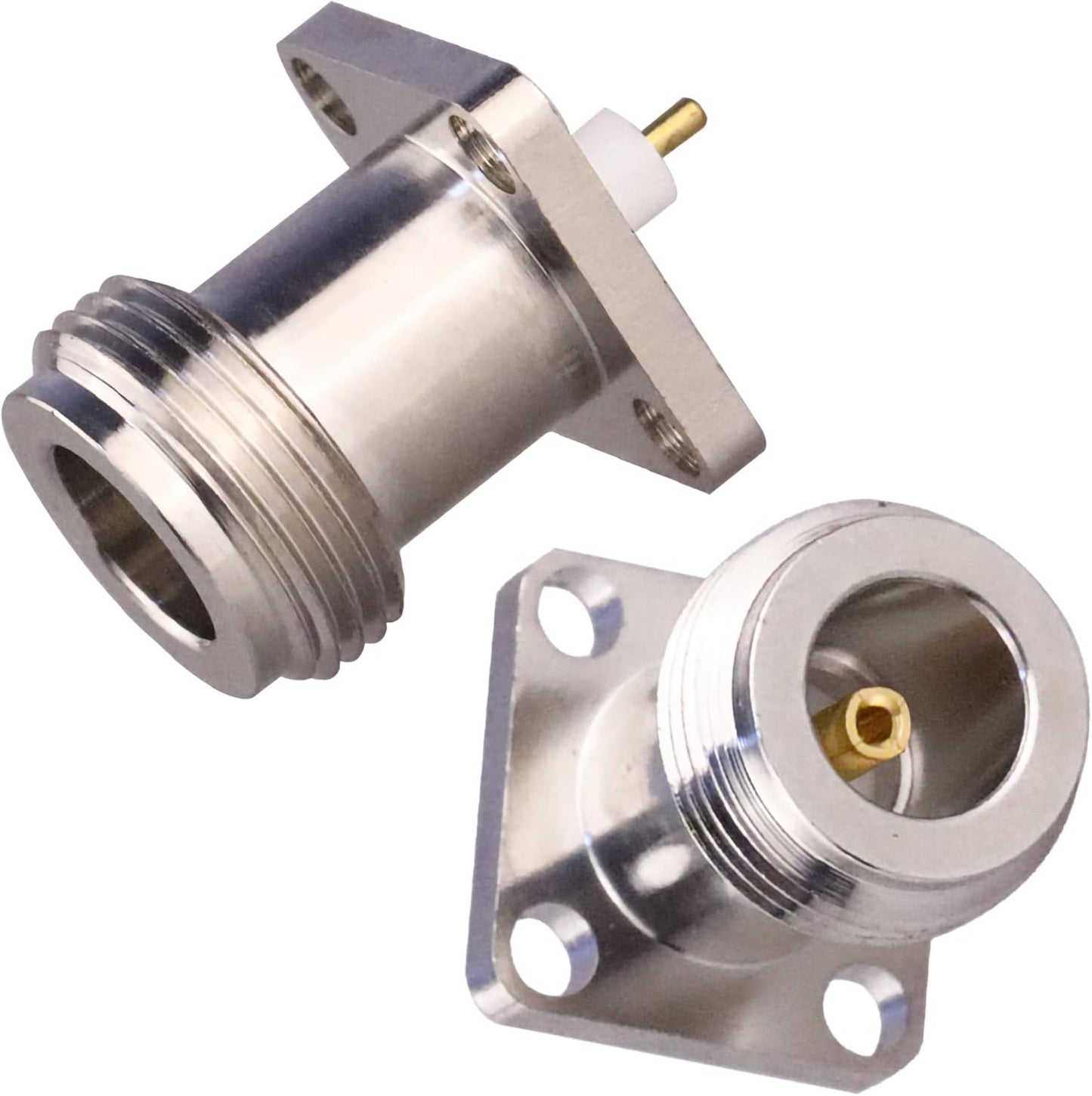 N Female 4 Hole 17.5mm PCB Solder RF Coaxial Adapter Connector (Pack of 2)