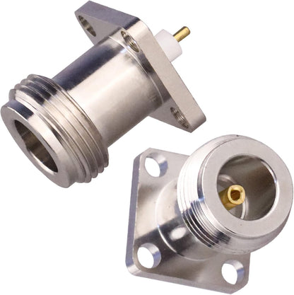 N Female 4 Hole 17.5mm PCB Solder RF Coaxial Adapter Connector (Pack of 2)