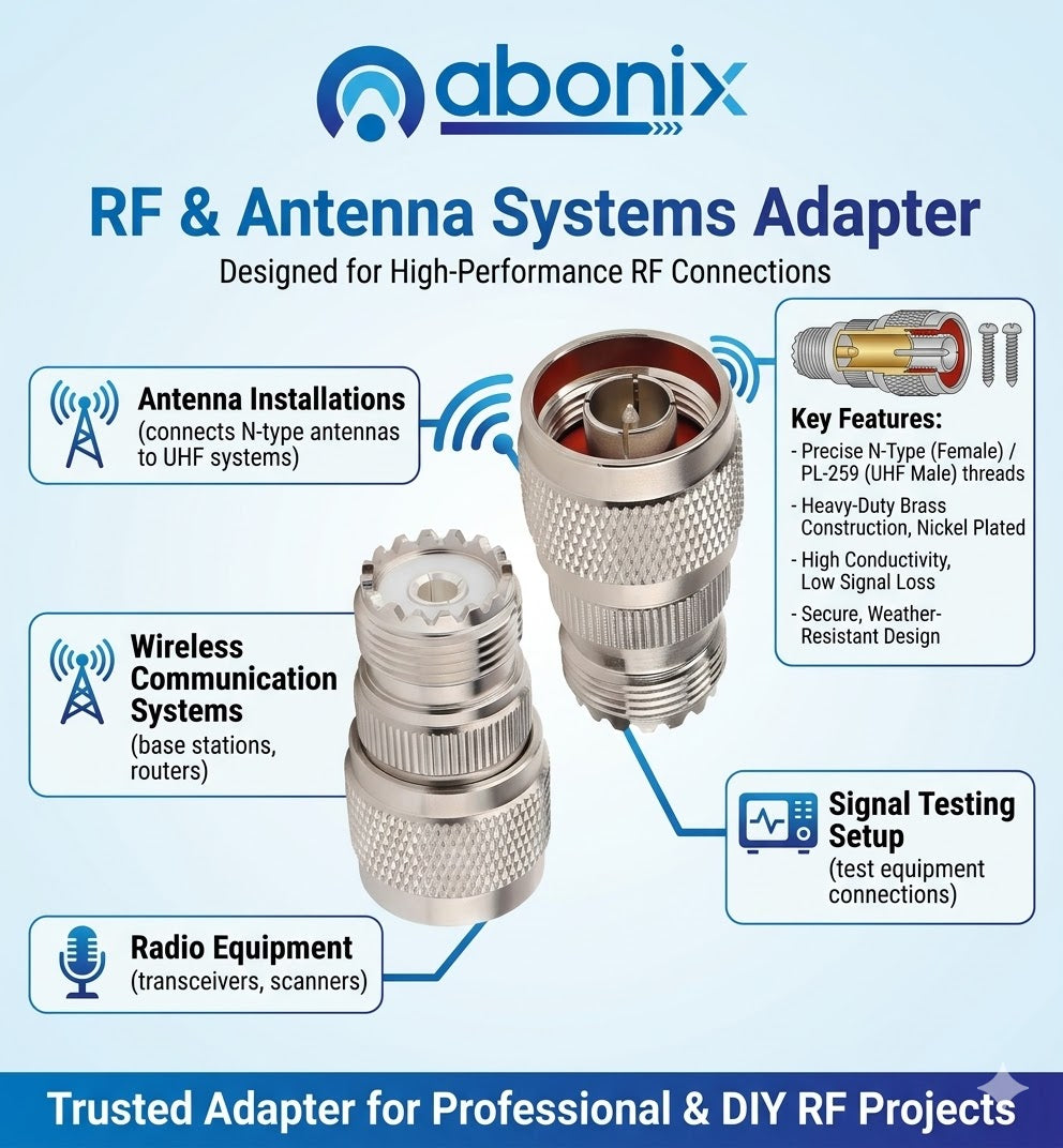 N-Type Male to UHF Female RF Coax Adapter - Pack - 5