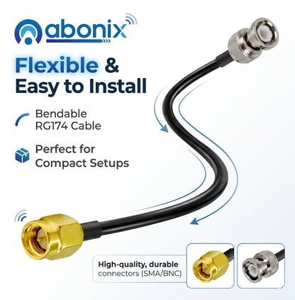 SMA Male to BNC Male RF Coaxial Cable – RG174 Adapter Cord, 15cm / 6in -Pack -1