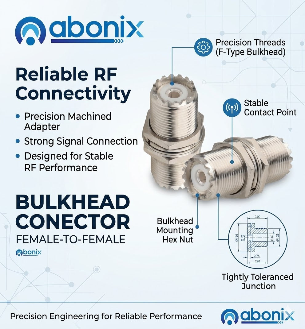 ABONIX UHF Female to Female Panel Mount SO-239 Adapter, RF Coax- Pack- 2