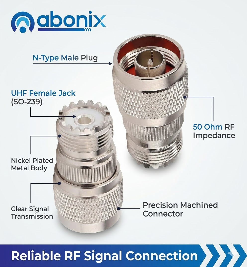 N-Type Male to UHF Female RF Coax Adapter - Pack - 5