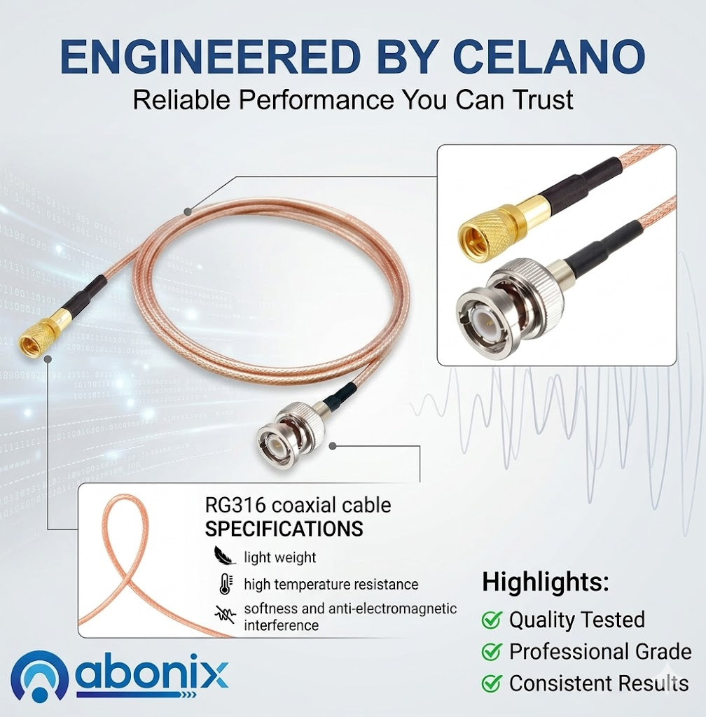 ABONIX RG316 BNC to M5 Microdot Cable 50Ohm Low Loss RF Coaxial Cable 3.3FT(1M)