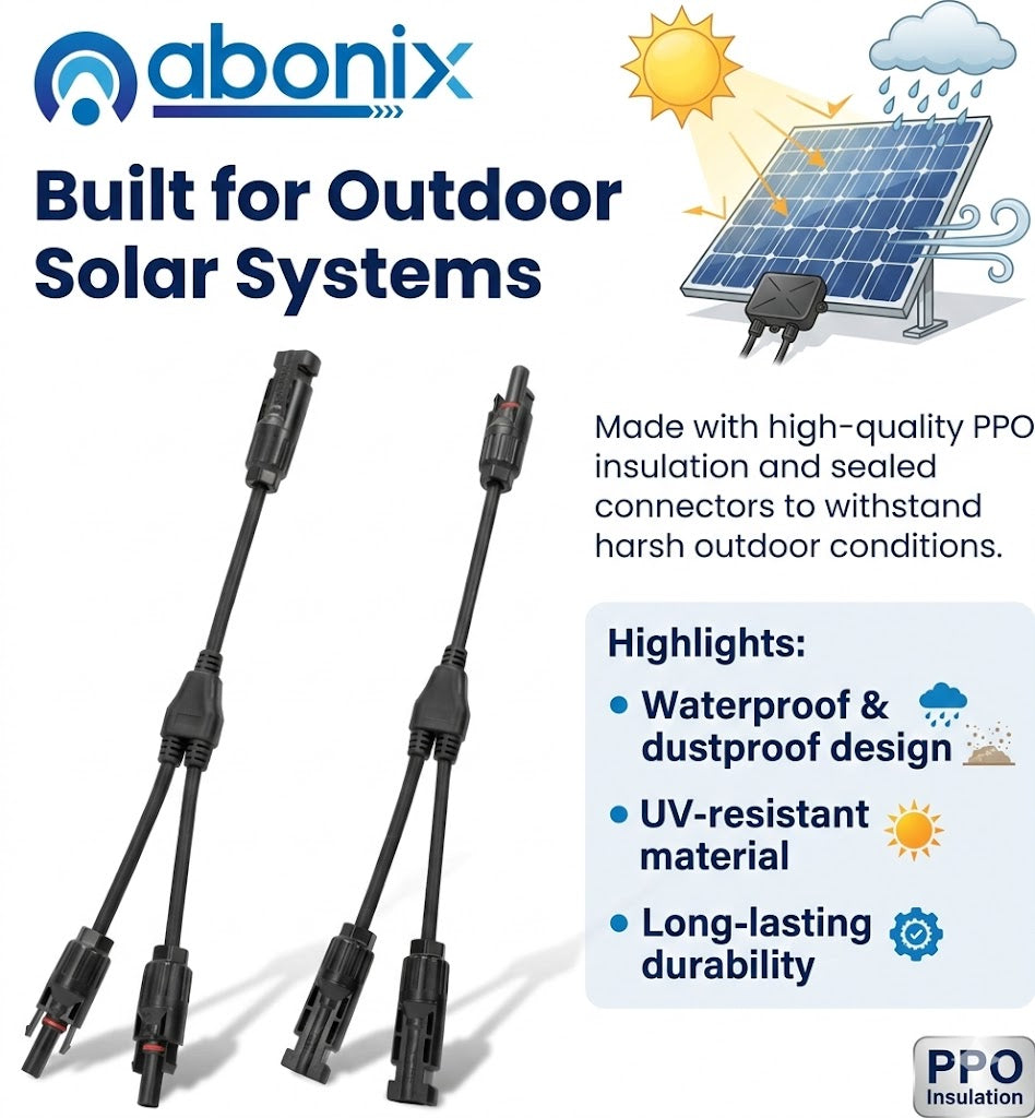 ABONIX MC4 Y Splitter Connector, 1 Pair Solar Panel Parallel Adapter Cable (M/FF + F/MM)