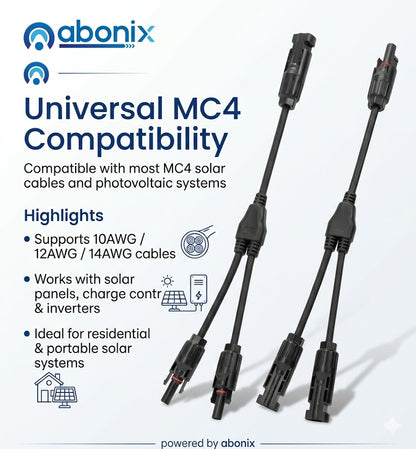 ABONIX MC4 Y Splitter Connector, 1 Pair Solar Panel Parallel Adapter Cable (M/FF + F/MM)