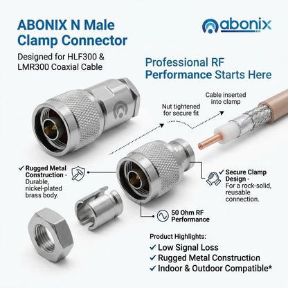 ABONIX N Male Connector Clamp HLF300/LMR300, Pack-2