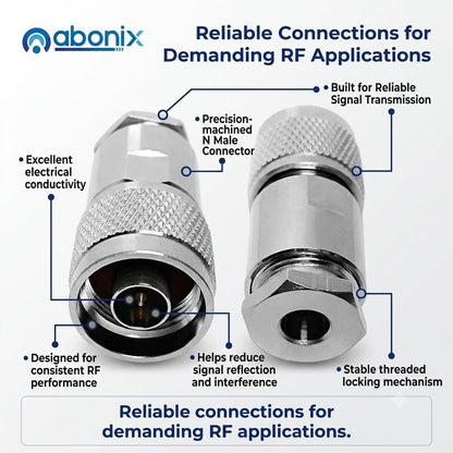 ABONIX N Male Connector Clamp HLF300/LMR300, Pack-2