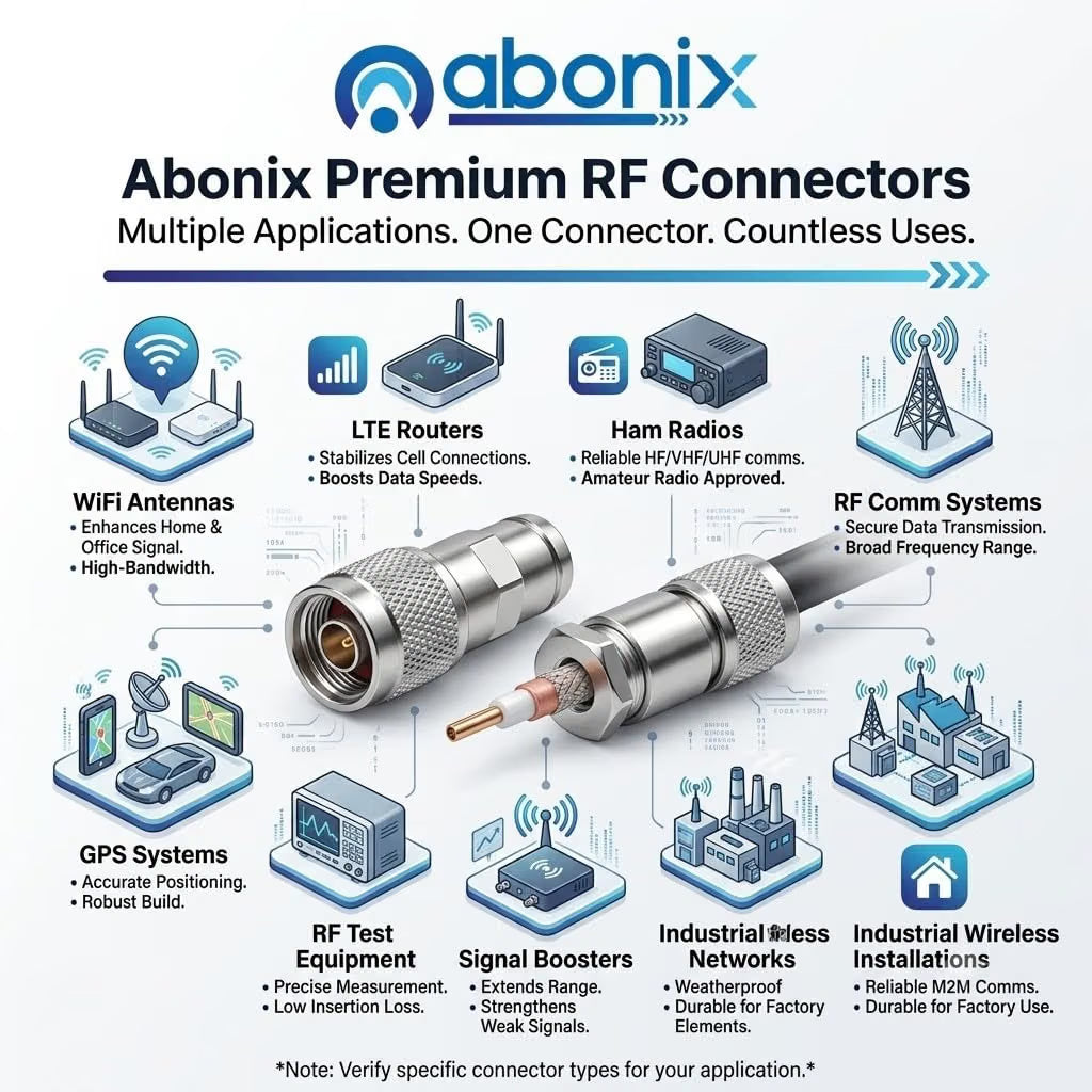 ABONIX N Male Connector Clamp HLF300/LMR300, Pack-2