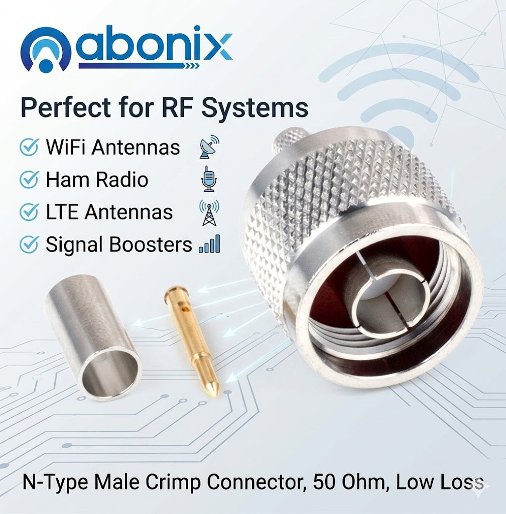 N Type Male Crimp Plug RG58/RG142 -Pack -5