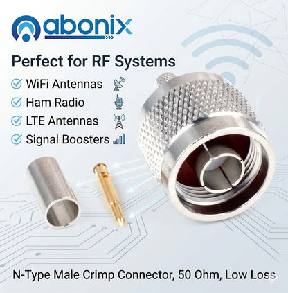 N Type Male Crimp Plug RG58/RG142 -Pack -5