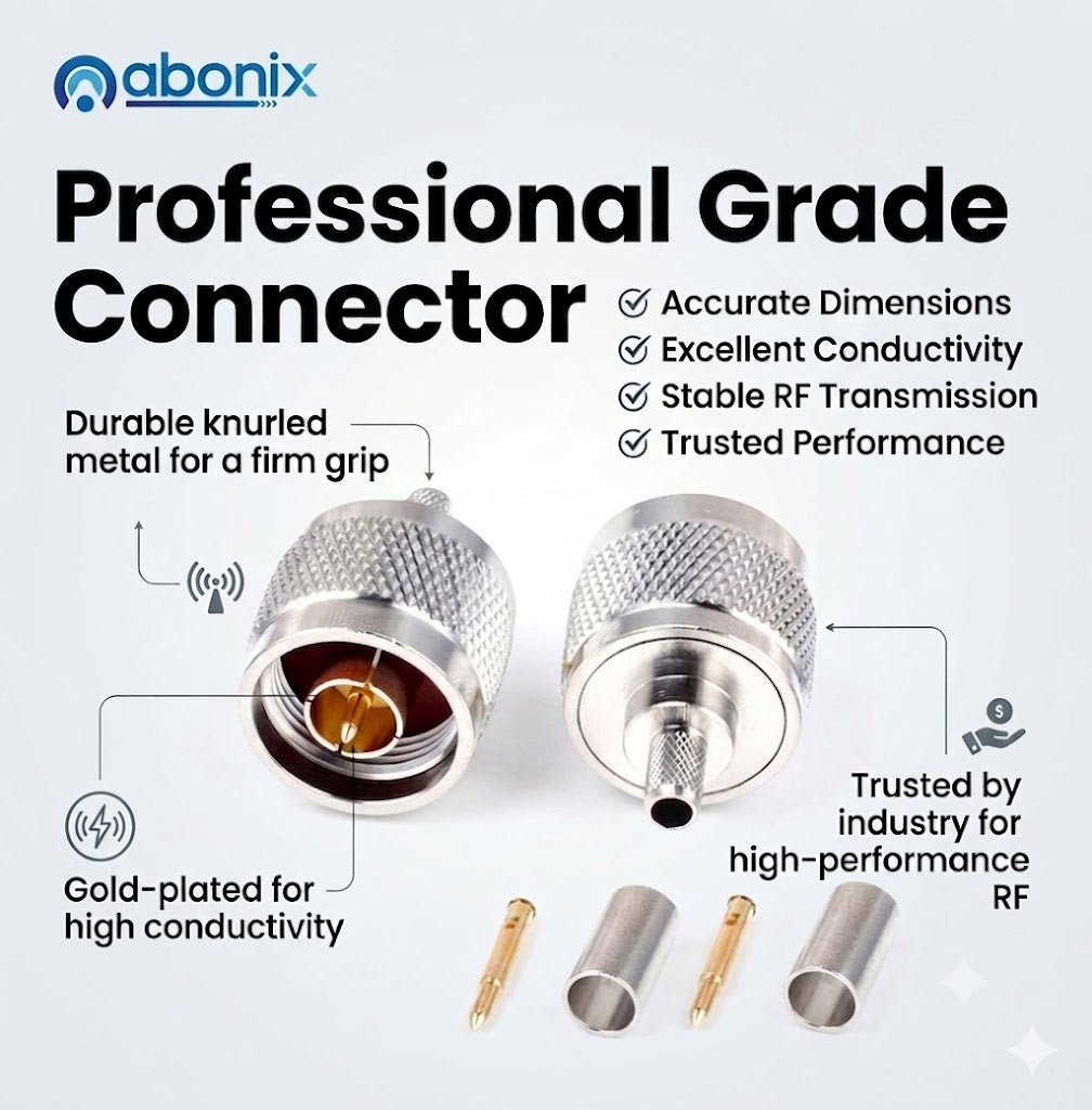 N Type Male Crimp Plug RG58/RG142 -Pack -5