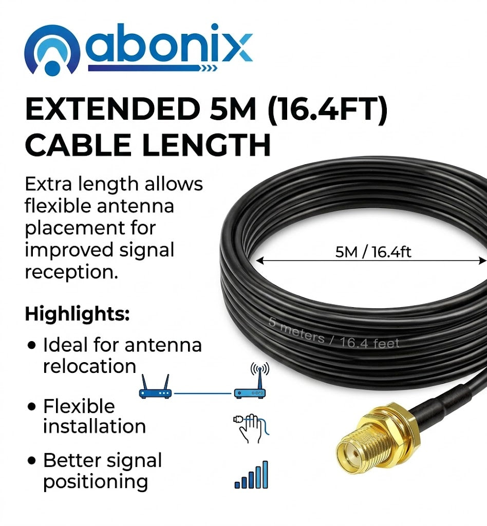 ABONIX RG58 SMA Male to SMA Female Extension Cable (2M / 6.6ft )- Pack- 1