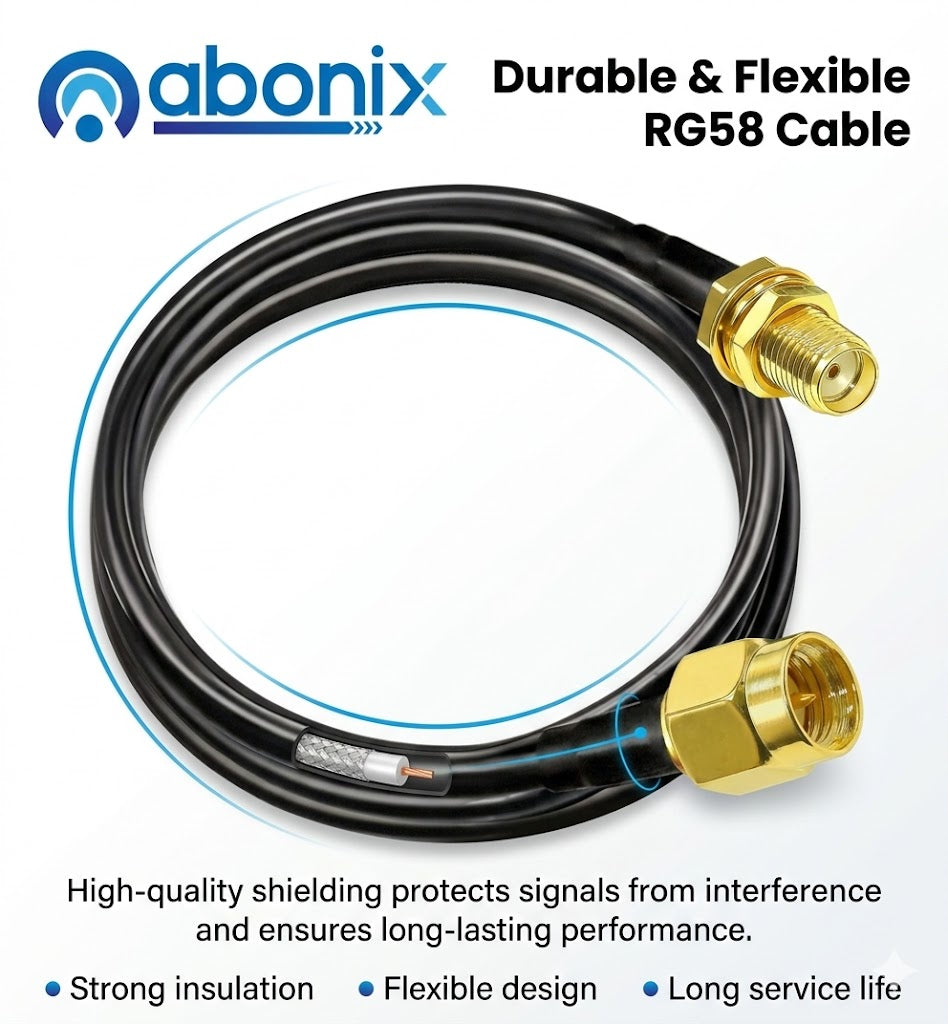 ABONIX RG58 SMA Male to SMA Female Extension Cable (2M / 6.6ft )- Pack- 1