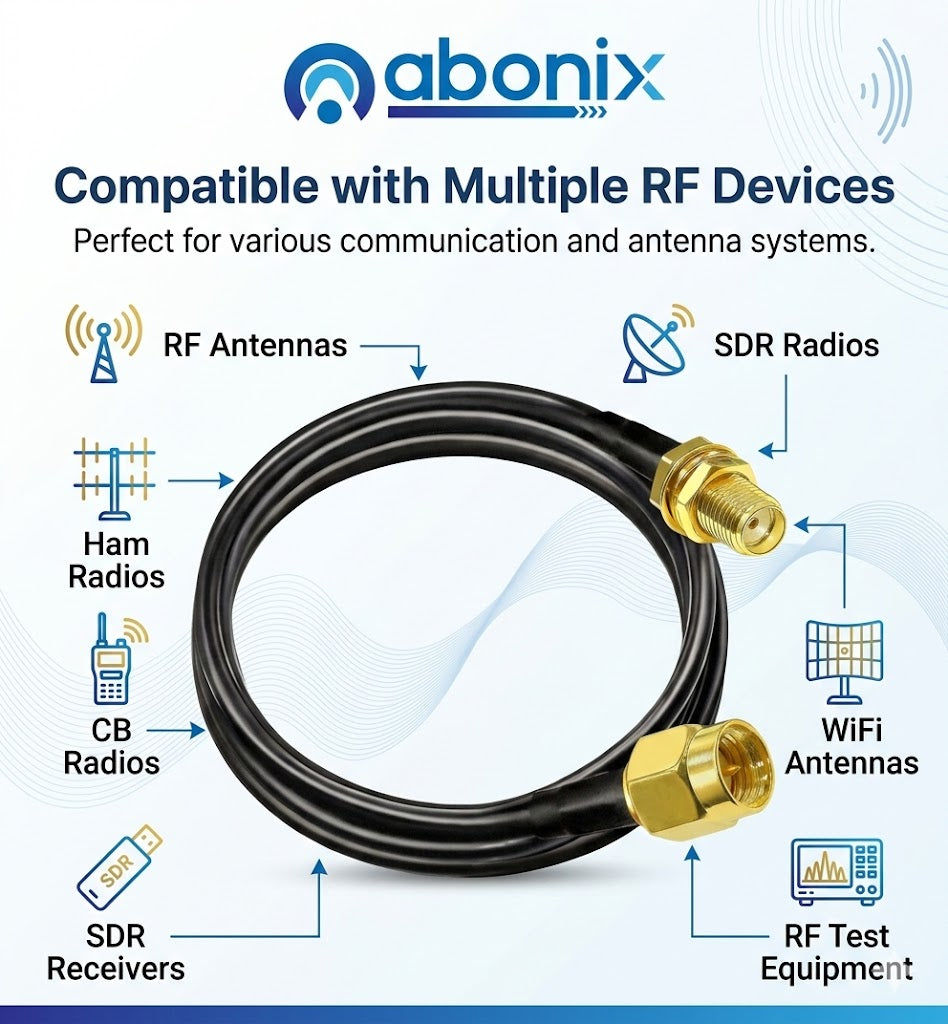 ABONIX RG58 SMA Male to SMA Female Extension Cable (2M / 6.6ft )- Pack- 1