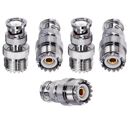 UHF Female to BNC Male Connector Low Loss Ham Radio Coax Adapter (Pack of 5)