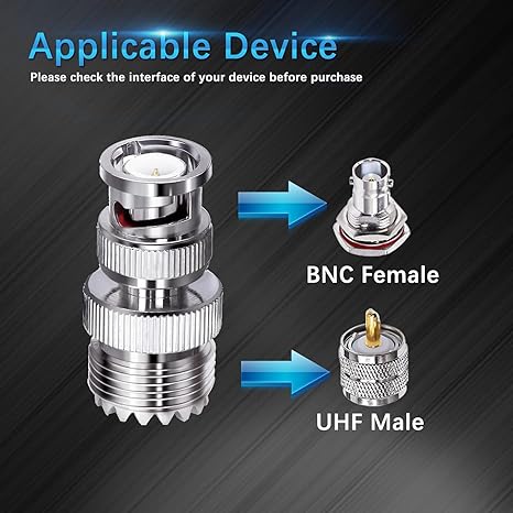 UHF Female to BNC Male Connector Low Loss Ham Radio Coax Adapter (Pack of 3)