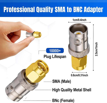 BNC Female to SMA Male Coax Adapter - Pack - 2