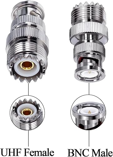 UHF Female to BNC Male Connector Low Loss Ham Radio Coax Adapter (Pack of 1)