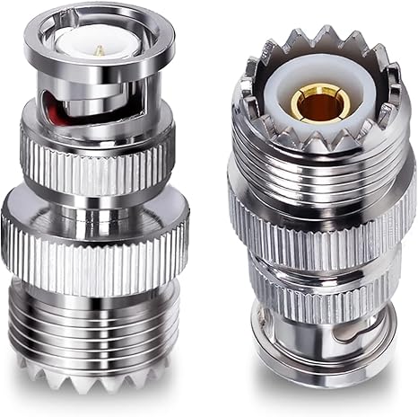 UHF Female to BNC Male Connector Low Loss Ham Radio Coax Adapter (Pack of 2)